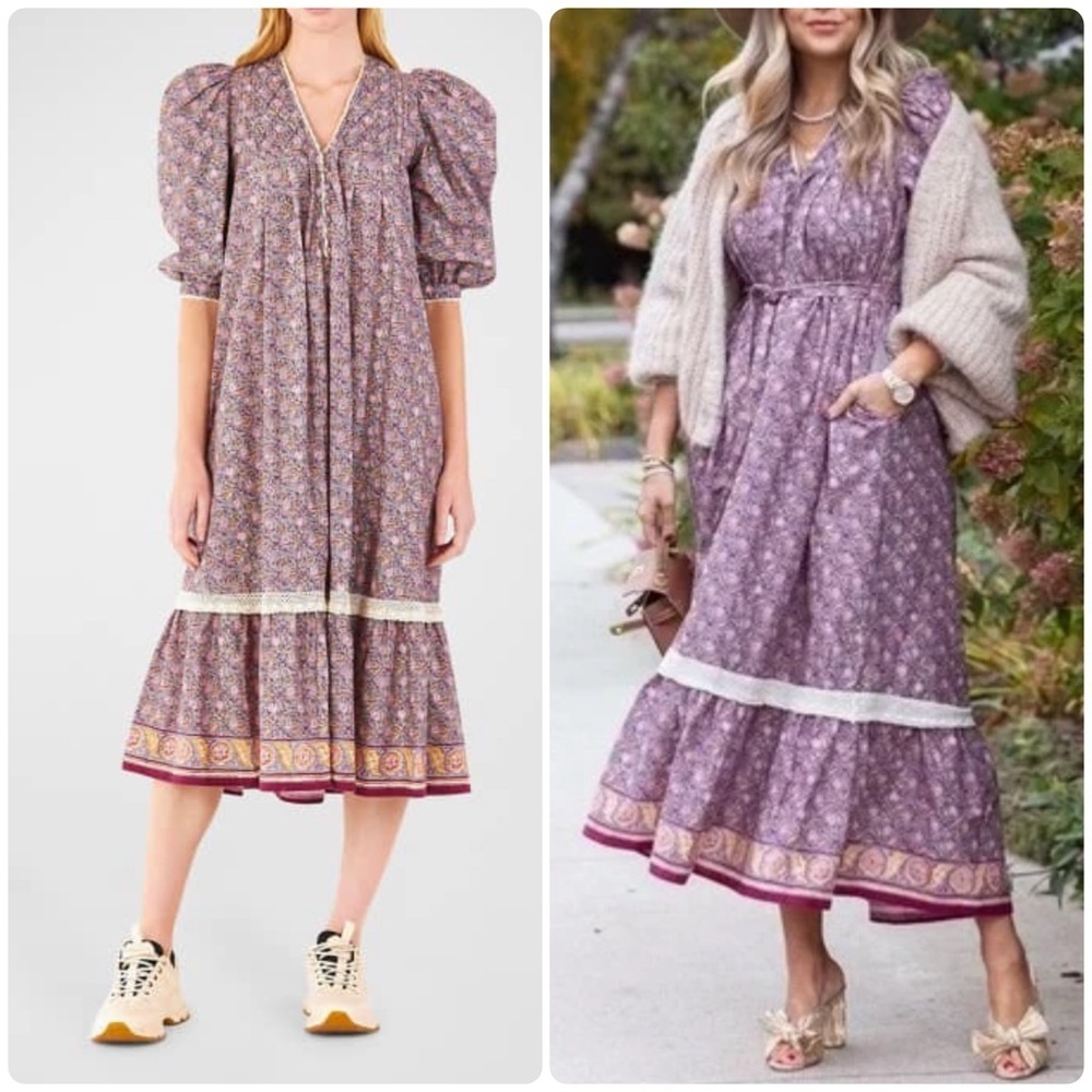 New! HUNTER BELL Jenkins Falling Leaves Belted Lace Bohemian Maxi Dress 🥀 XS